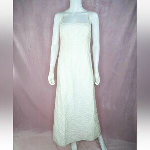 Nicole Miller Womens Wedding Bridal Gown 100% Silk Ivory Boho Embroidered Size 8